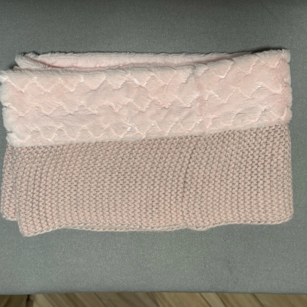 Justice Pink Quilted Faux-Fur & Knit Neck Warmer